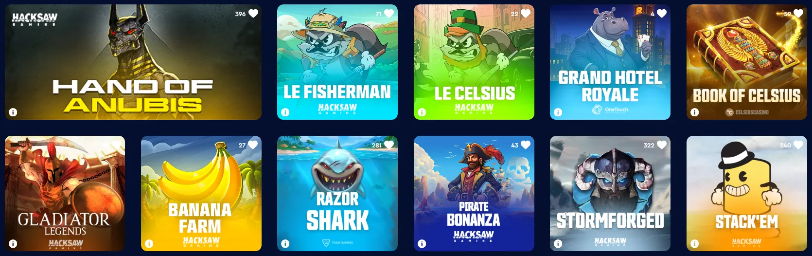 Jeux de casino Celsius Casino